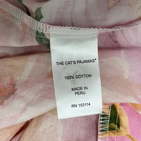 The Cat’s Pajamas Womens Luxe Pima Floral Kimono Robe Size M/L Blush Rose Lounge - Picture 8 of 9